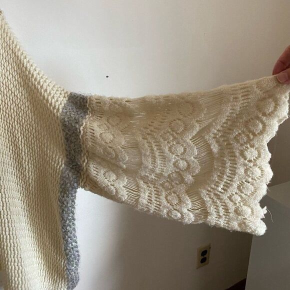 Anthropologie Boho Romantic Knit Crochet Cardigan Sweater Oversized One Size - Picture 8 of 10